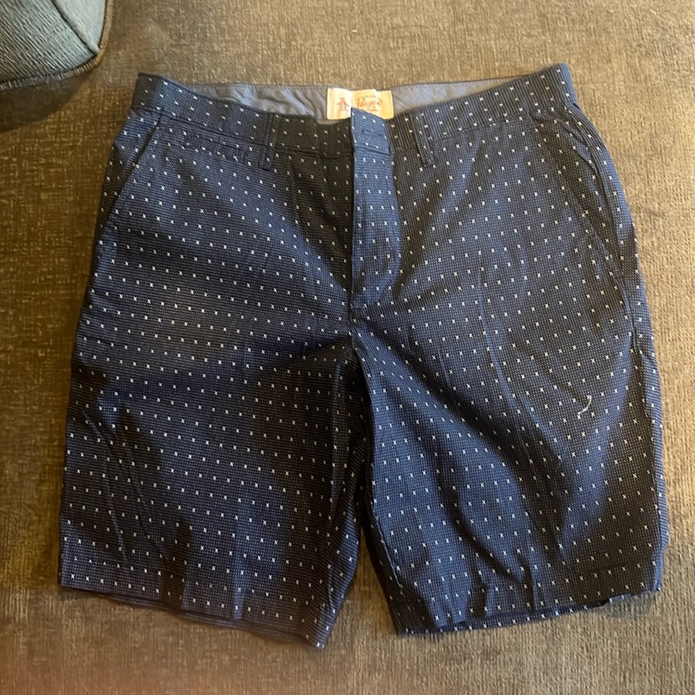 Navy blue print short